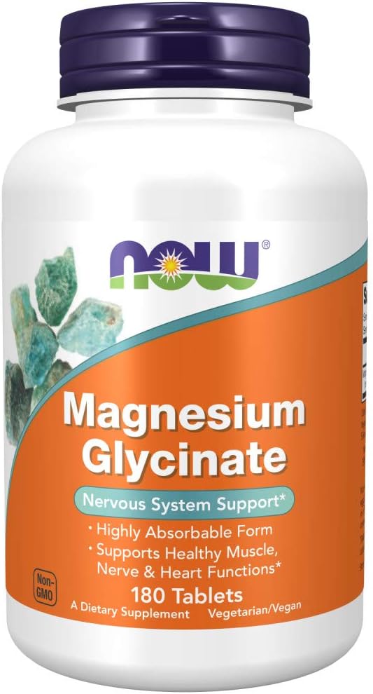 NOW Supplements, Magnesium Glycinate 100 mg, Highly Absorbable Form, 180 Tablets