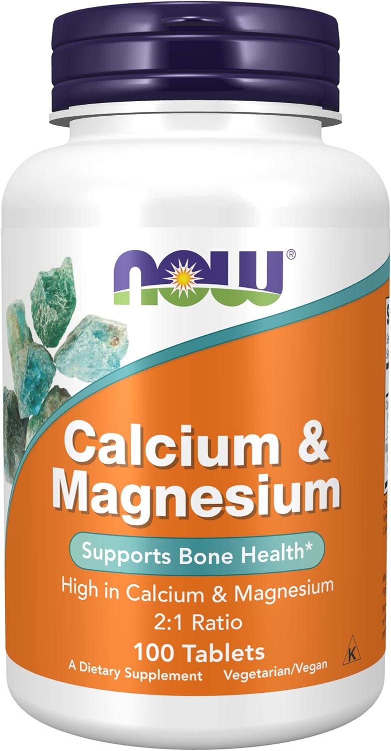 NOW Supplements, Calcium & Magnesium 2:1 Ratio, High Potency, Supports Bone Health*, 100 Tablets