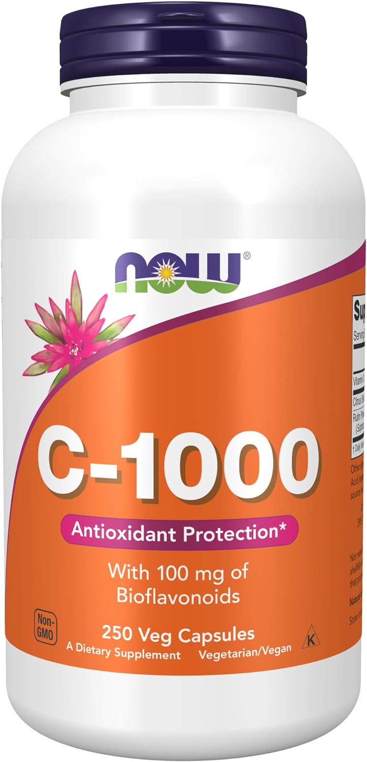 NOW Supplements, Vitamin C-1,000 with 100 mg of Bioflavonoids, Antioxidant Protection*, 250 Veg Capsules