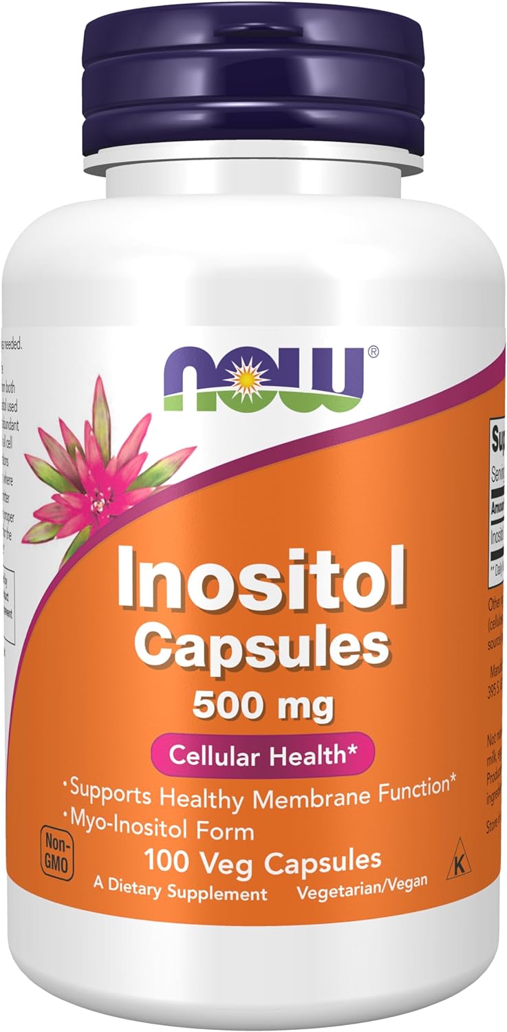 NOW Supplements, Inositol 500 mg, Healthy Membrane Function*, Cellular Health*, 100 Veg Capsules