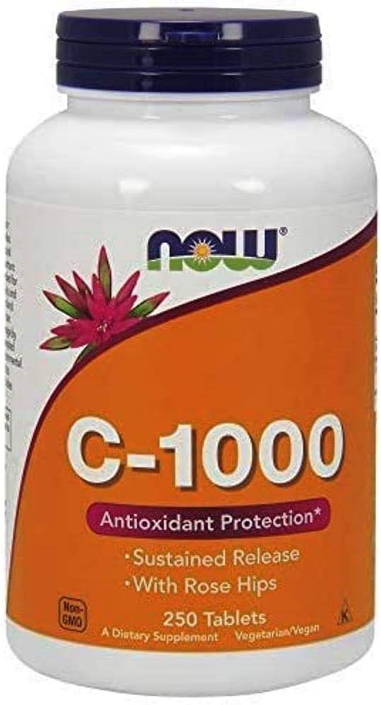 Now Foods Vitamin C-1000 Sustained Release with Rose Hips 250 Tabs (500 (250 X 2))