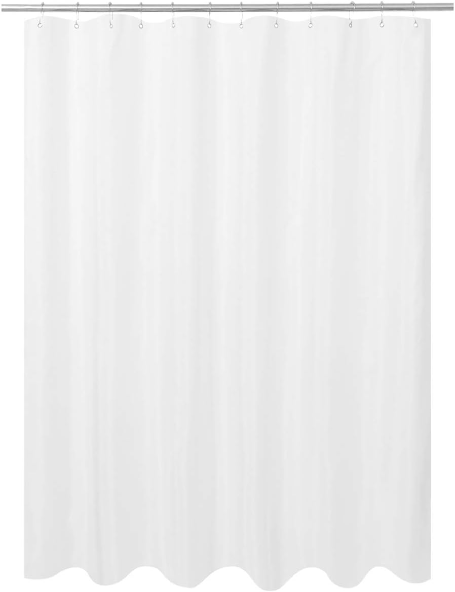 N&Y HOME Ultimate Waterproof Fabric Shower Curtain or Liner, Machine Washable, Breathable Fabric TPU Lining Bath Tub Shower Liner, White, 72x72 inch