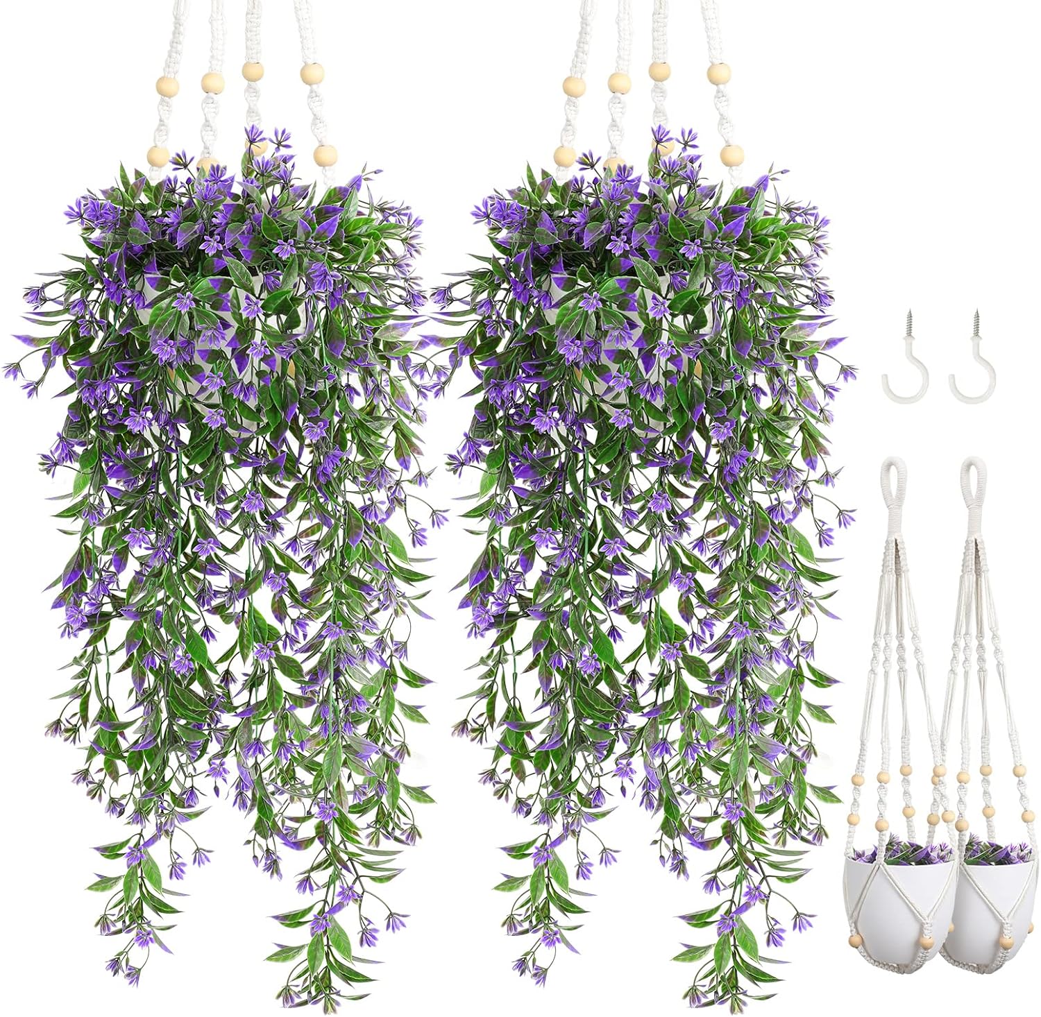 Gusgopo Fake Hanging Artificial Plants for DIY Shows Home Decor,Fake Faux Plants Suitable for Bedroom,Kitchen,Livingroom,Balcony,Office and Party Decoration (Purple)