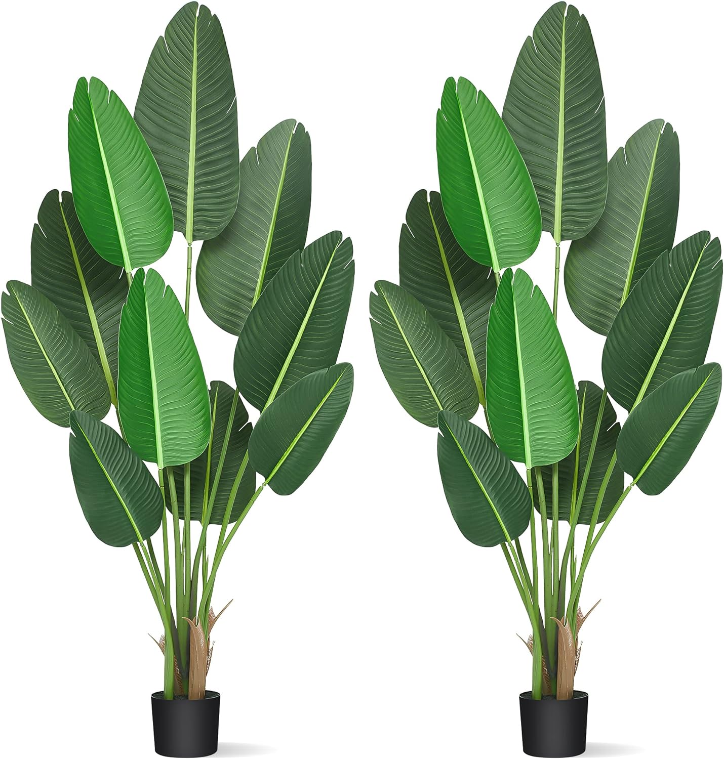 [2 Packs] Artificial Bird of Paradise Plant Tree 5 feet, Faux Bird of Paradise Plant with Pot for Home Decor Indoor Outdoor Living Room Office Decor, Fake Banana Leaf Plant Tree 60 inch