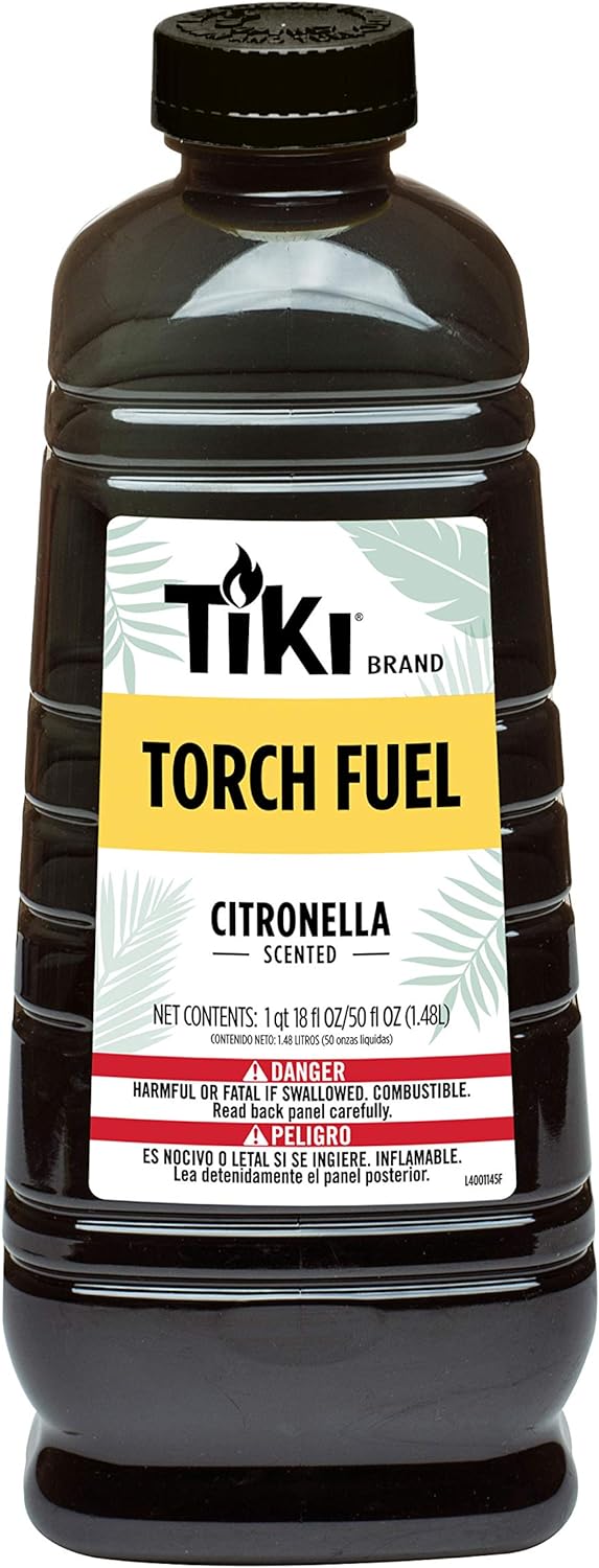 TIKI Brand Easy Pour TIKI Torch Fuel for Outdoors, Citronella Scented - 50 oz, 1216154,Black