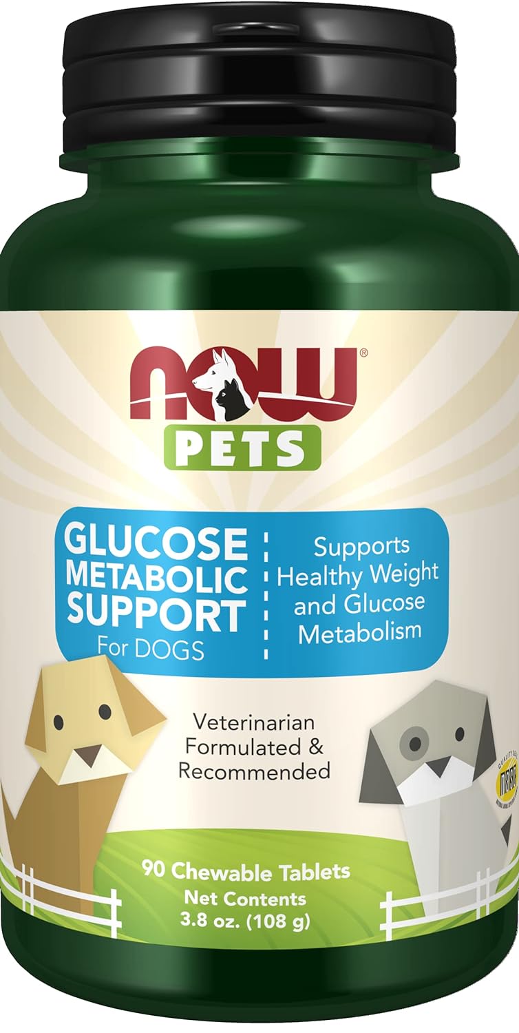 NOW Pet Health, Pet Glucose Metabolic Support, Formulated for Dogs, NASC Certified, 90 Chewable Tablets