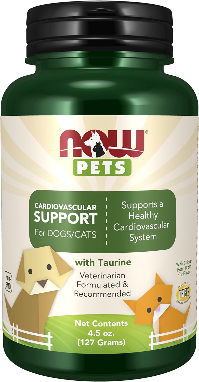 NOW Pet Health, Cardiovascular Support Supplement, Formulated for Cats & Dogs, NASC Certified, Powder, 4.5-Ounce