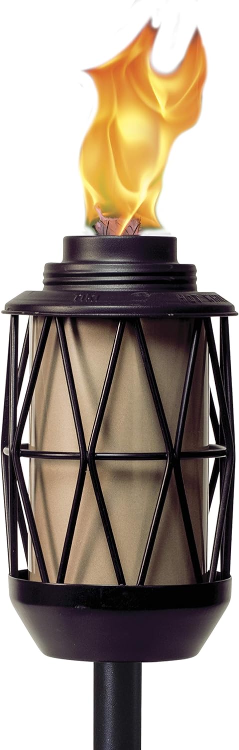 TIKI Brand BiteFighter Wire Metal Torch, Outdoor Decorative Lighting for Lawn Patio Backyard and Garden, Modern Bronze and Black, 64.25 in, 1119088