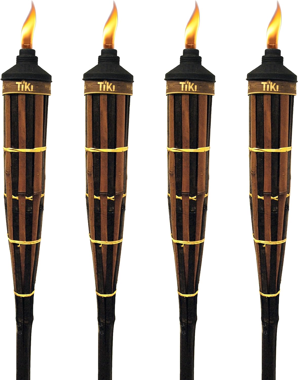 TIKI Brand 60-inch Royal Polynesian Bamboo Torch; Dark Finish 4-pack,Brown