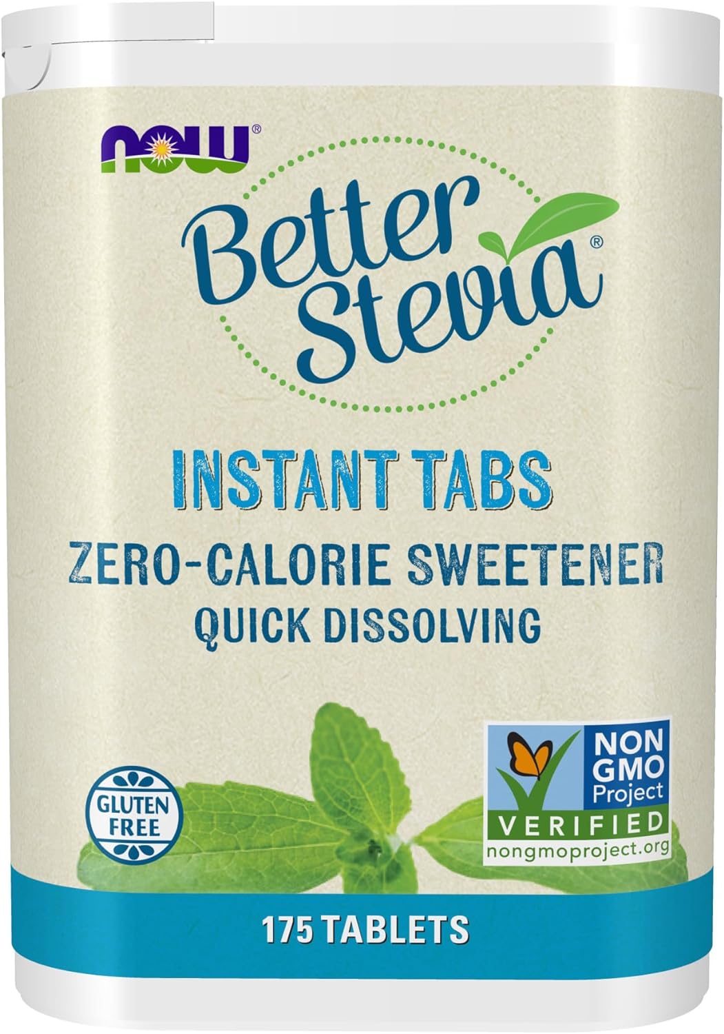 NOW Foods, Better Stevia Instant Tabs, Zero-Calorie Sweetener, Certified Non-GMO, Gluten-Free, 175 Tablets