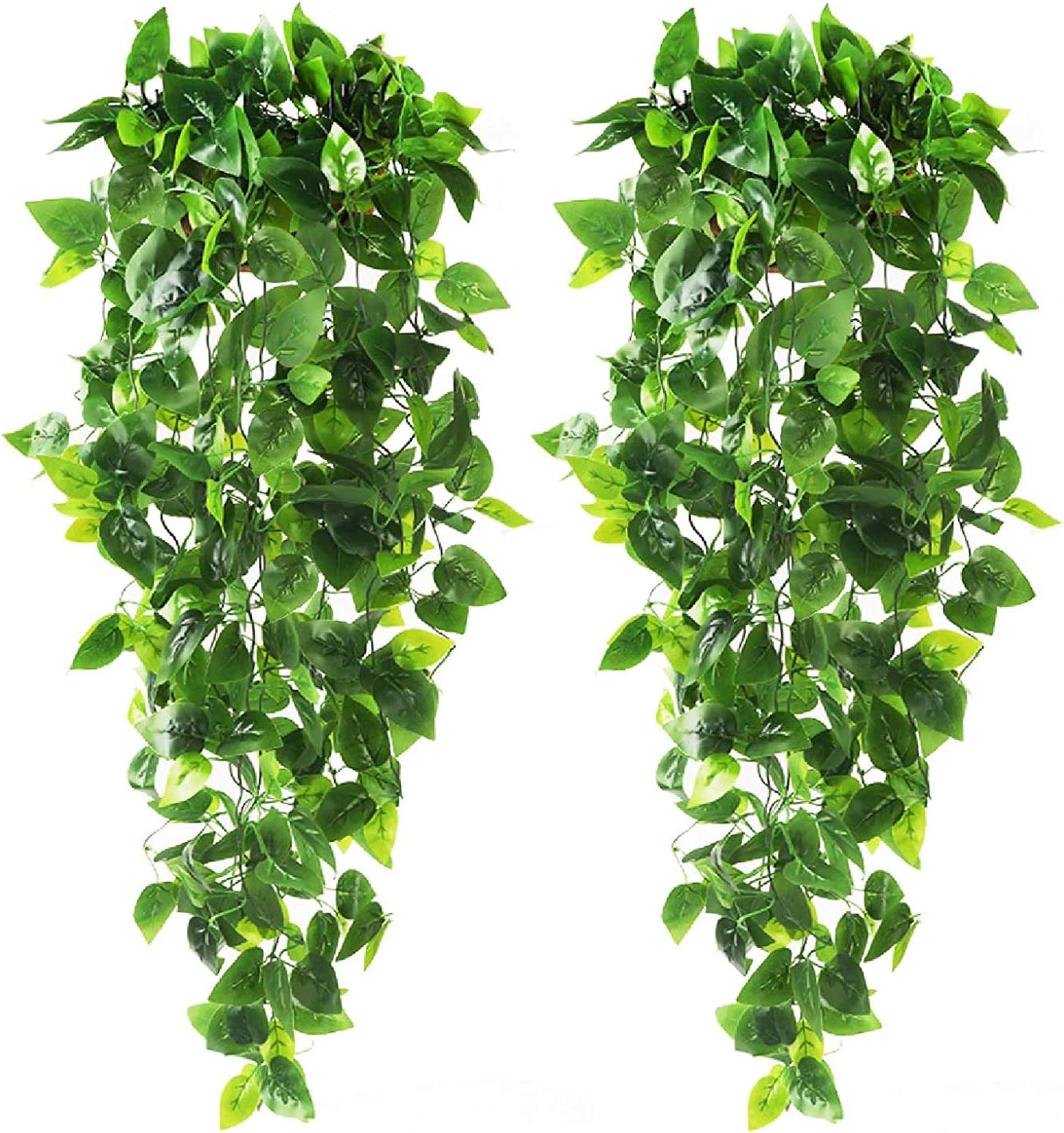 CEWOR 2pcs Fake Hanging Plants 3.6ft Fake Ivy Vine Artificial Ivy Leaves for Wedding Wall House Room Patio Indoor Outdoor Home Shelf Office Decor (No Baskets)