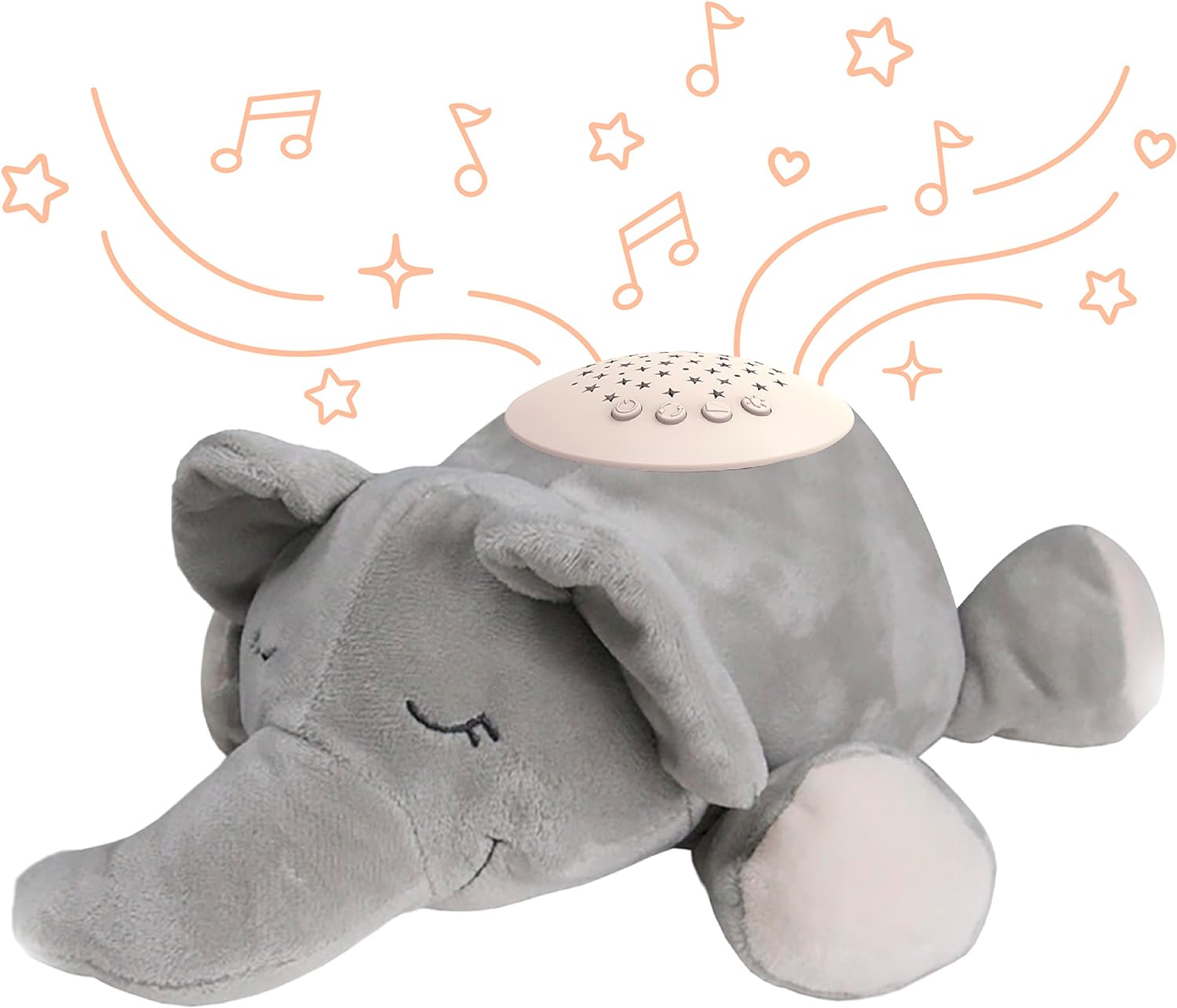 Pure Enrichment PureBaby Sound Sleeper Portable Sound Machine & Star Projector - Plush Sleep Aid with Night Light, 10 Lullabies, White Noise, Heartbeat, Birds & More for Baby & Toddlers (Elephant)