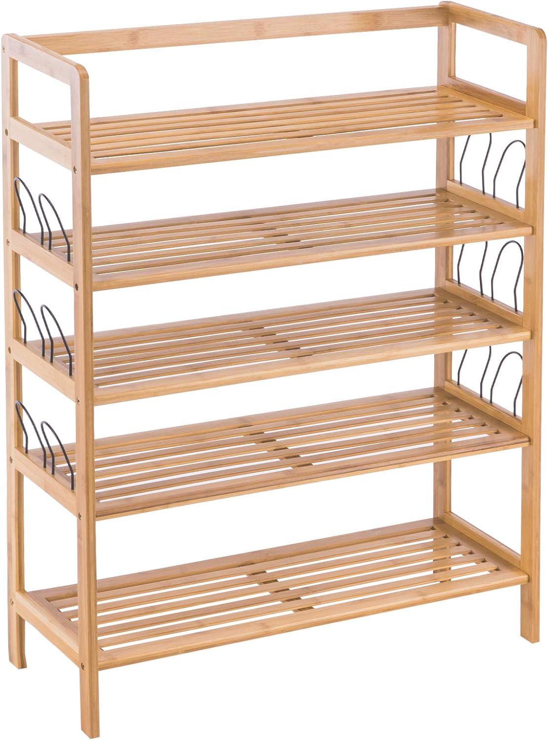 YOUDENOVA Bamboo Shoe Rack,5 Tier Wooden Shoe Shelf Storage Organizer,Perfect for Entryway,Hallway,Closet or Living Room (Natural Bamboo)
