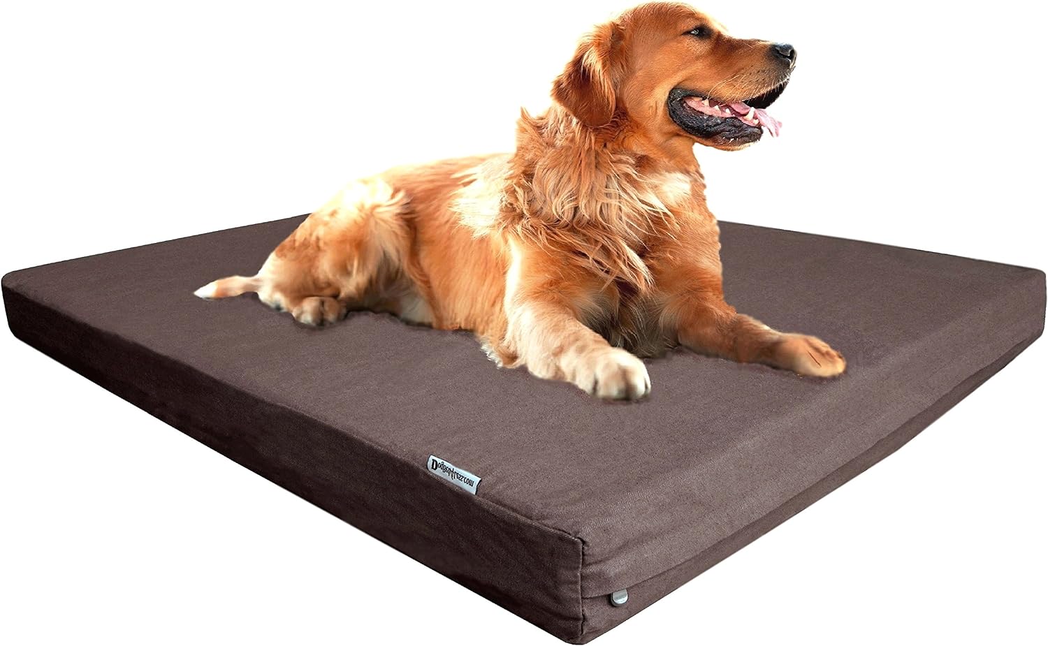 Dogbed4less Extra Large Orthopedic Waterproof Durable Dog Bed for Medium to Large Dogs with Cool Memory Foam Pad, Denim in Brown, Fit 48X30 Crate