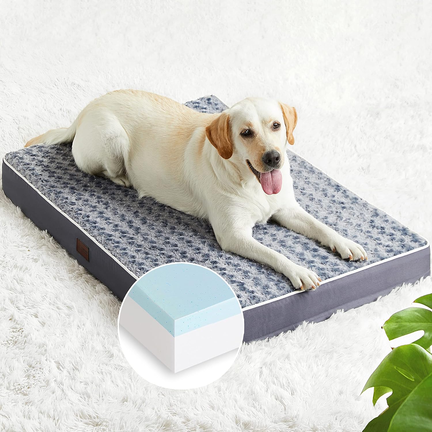 Figopage Orthopedic Memory Foam Dog Bed for Large Dogs, Waterproof Dog Crate Bed, Washable Pet Mat with Removable Cover and Nonskid Bottom