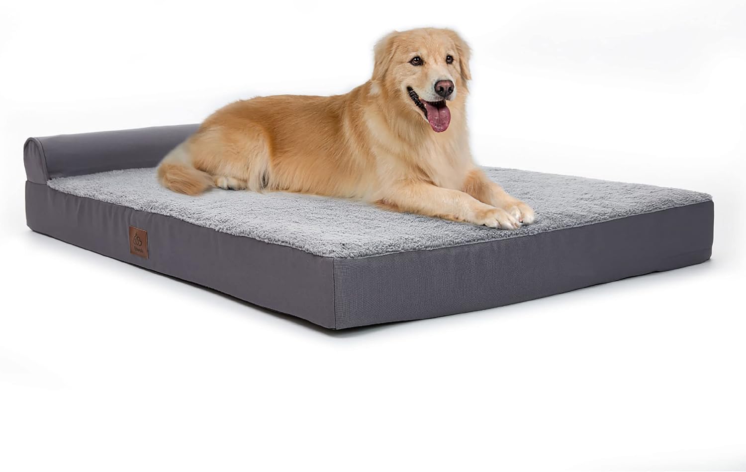 Eterish Extra Large Orthopedic Dog Bed for Medium, Large, Extra Large Dogs up to 100 lbs, 4 inches Thick Egg-Crate Foam Bolster Bed with Removable Cover, T-Shape Pet Bed Machine Washable, Grey