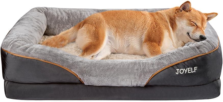 JOYELF Large Memory Foam Dog Bed, Orthopedic Dog Bed & Sofa with Removable Washable Cover and Squeaker Toy as Gift