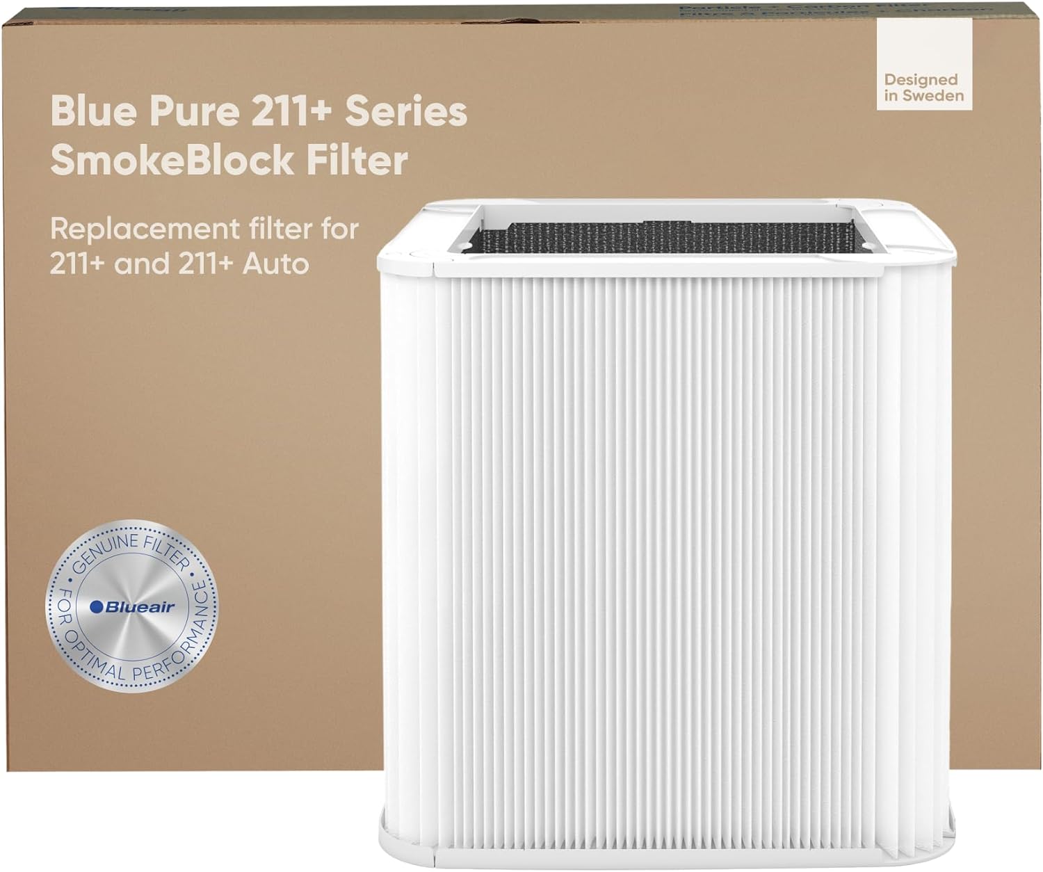 BLUEAIR Blue Pure 211  Series SmokeBlock Genuine Replacement Filter, Extra Carbon Captures 99.99% of Wildfire Smoke, fits Blue Pure 211  Auto, 211  Air Purifiers