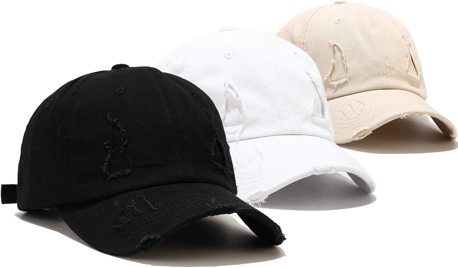 3 Pack Baseball Cap Vintage Distressed Low Profile Unstructured Cotton Dad Hat Adjustable for Women Men