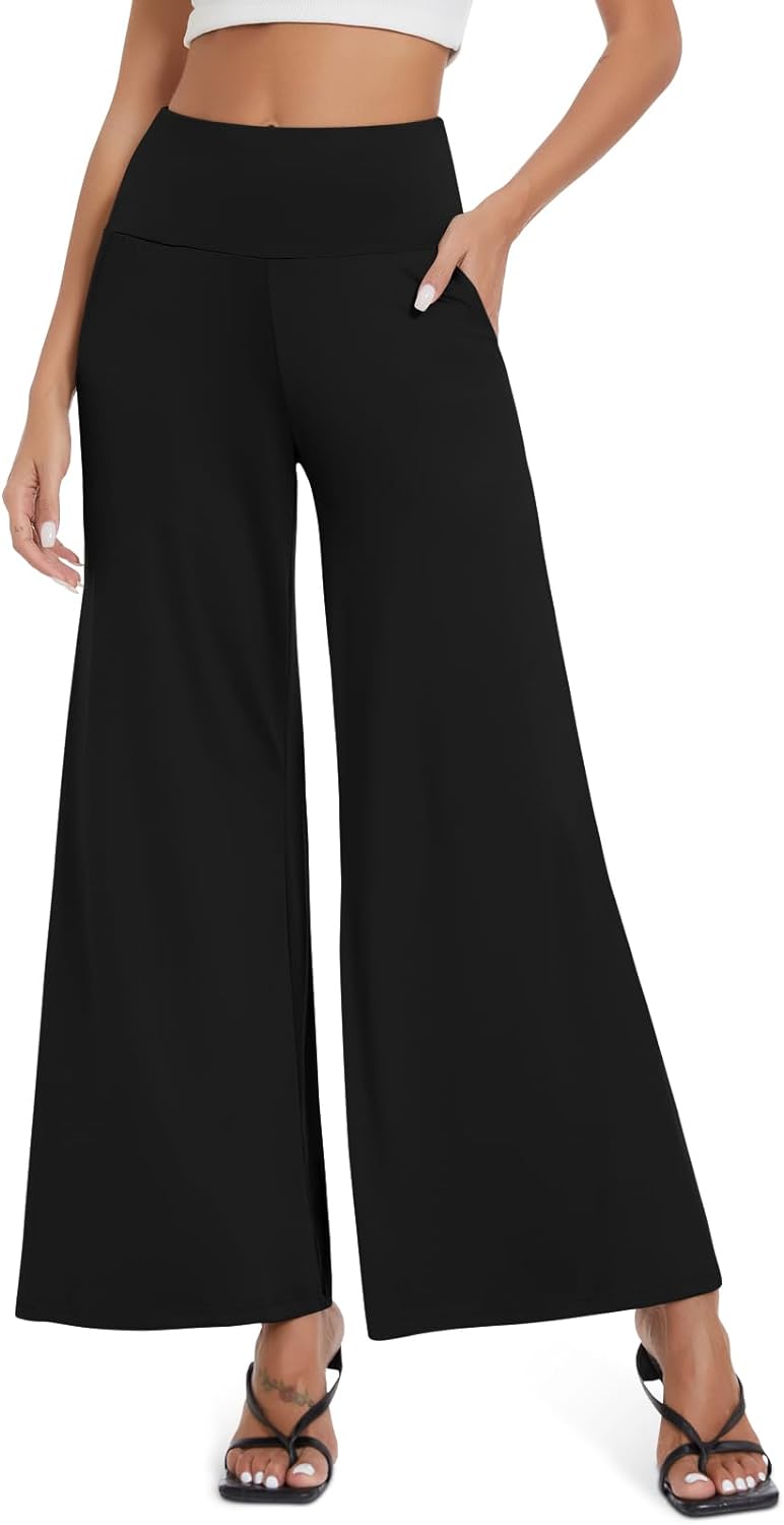 UEU Women' Wide Leg Palazzo Lounge Pants High Waist Yoga Loose Sweatpants Casual Comfy Flowy Dressy Pants with Pockets