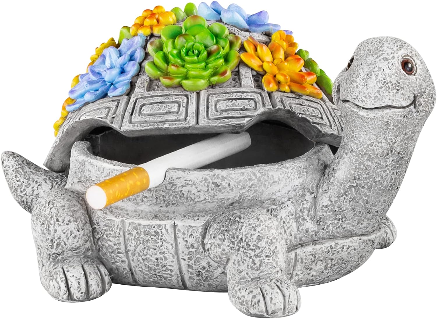 LESES Ashtray, Outdoor Ashtray with Lid Smokeless Waterproof Ash Tray with Cute Turtle Decor, Resin Ashtray for Cigarettes Home Office, Porch Patio Decorations Outdoor Indoor Ashtray