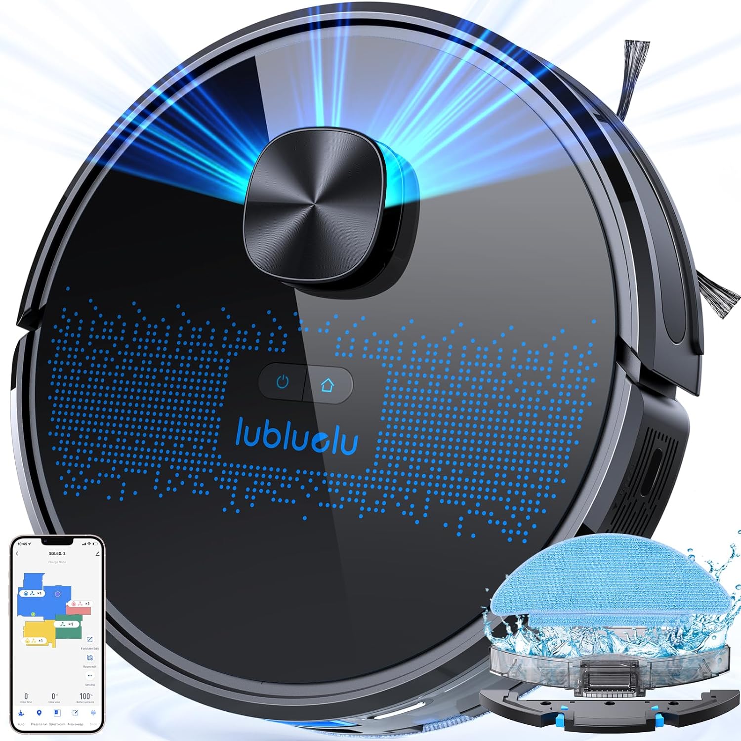 Lubluelu Robot Vacuum and Mop Combo 3000Pa, LiDAR Navigation, 2-in-1 Laser Robotic Vacuum Cleaner, 5 Editable Mapping, 10 No-go Zones, WiFi/App/Alexa, Vacuum Robot for Pet Hair, Carpet, Hard Floor