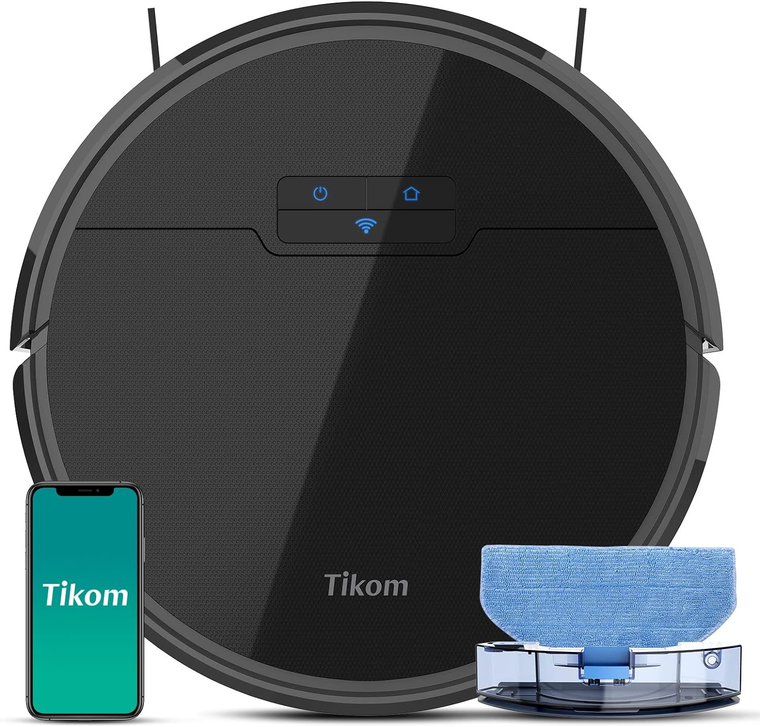 Tikom Robot Vacuum and Mop, G8000 Robot Vacuum Cleaner, 2700Pa Strong Suction, Self-Charging, Good for Hard Floors, Black