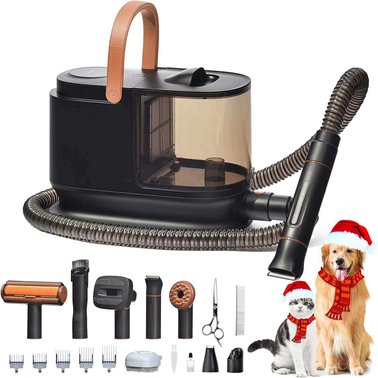 Bunfly Dog Grooming Kit with 13000kpa Strong Grooming & Vacuum Suction 99% Pet Hair,3.5L Capacity,11 Grooming Tools Dogs Cats and Other Animals,Home and Car Cleaning -Black