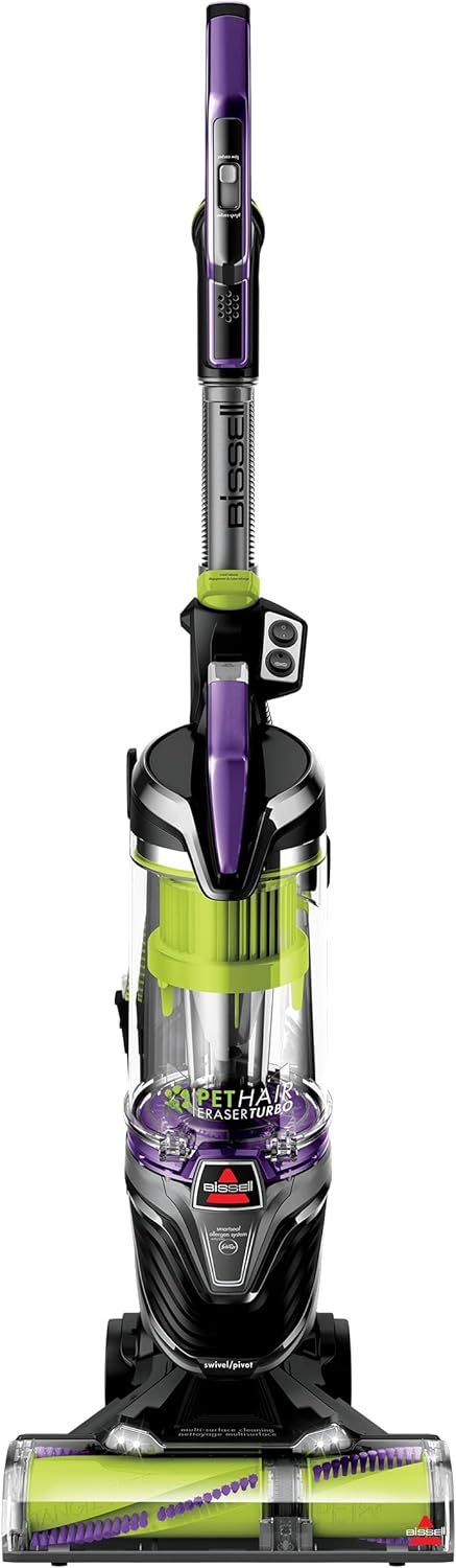 BISSELL Pet Hair Eraser Turbo Plus Lightweight Upright Vacuum Cleaner, Grapevine Purple With Electric Green Accents