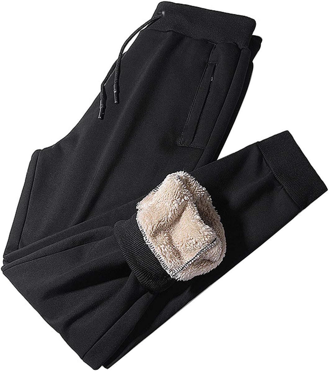 Yeokou Warm Sweatpants for Men Fleece Sherpa Lined Winter Active Running Jogger Pants