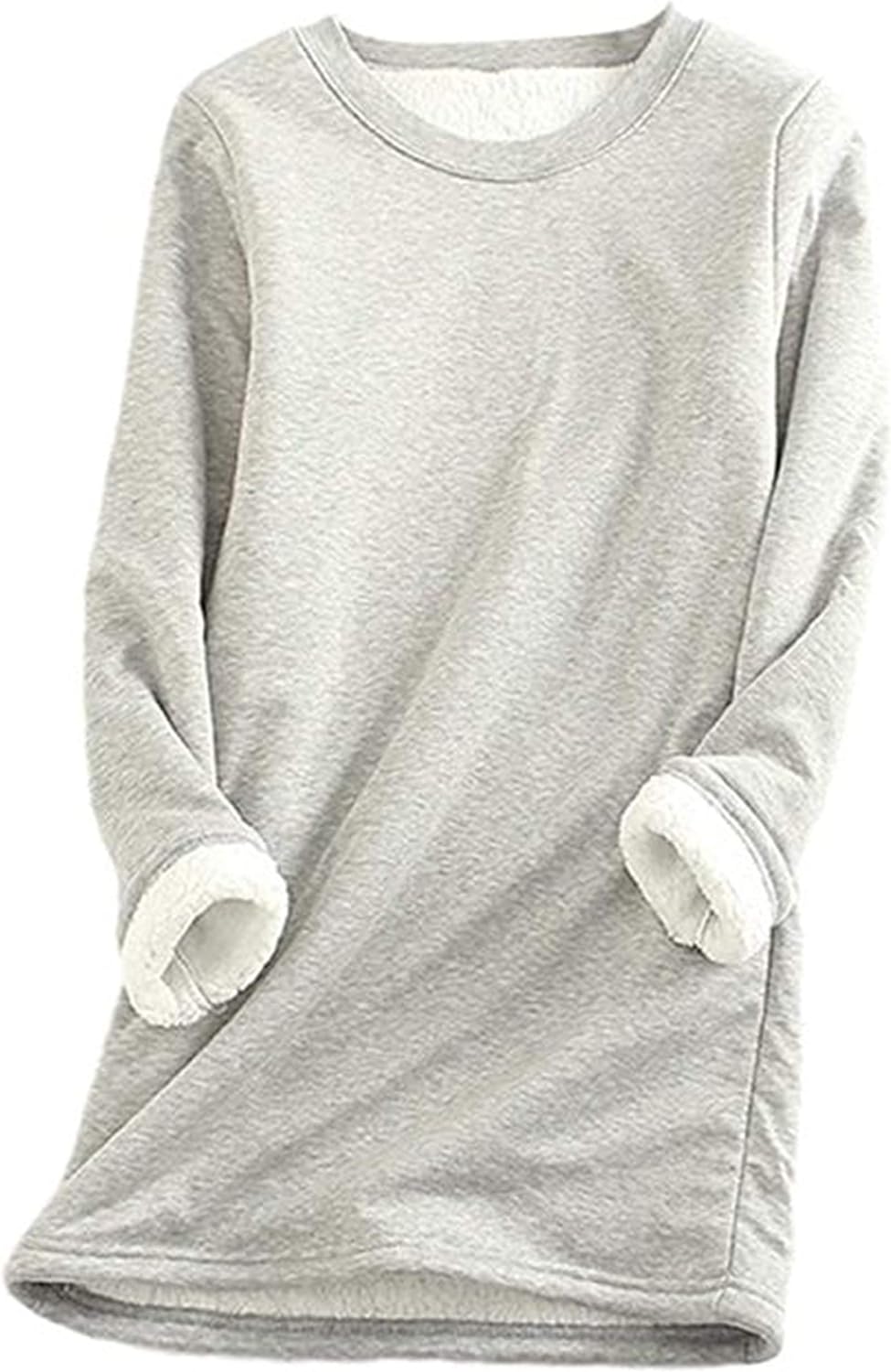 Yeokou Women Warm Sherpa Lined Fleece Crewneck Sport Sweatshirt Pullover Loungewear