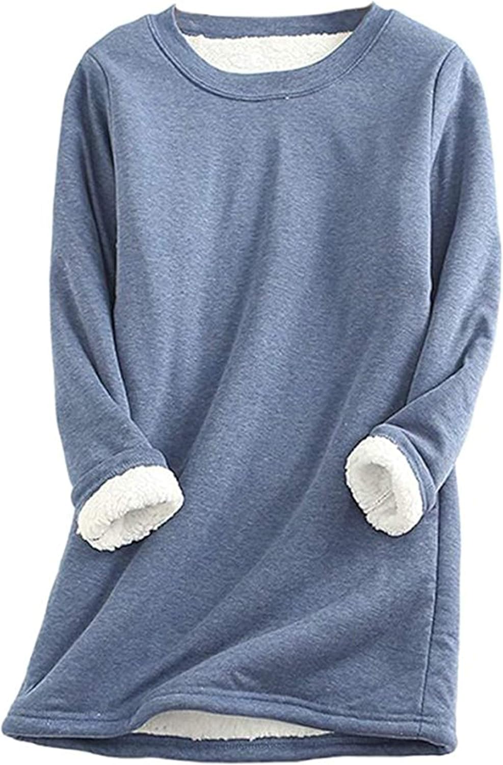 Yeokou Women Warm Sherpa Lined Fleece Crewneck Sport Sweatshirt Pullover Loungewear