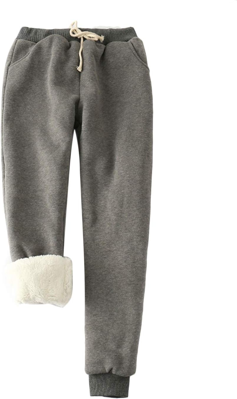 Yeokou Women' Winter Warm Athletic Sweatpants Sherpa Lined Joggers Fleece Pants