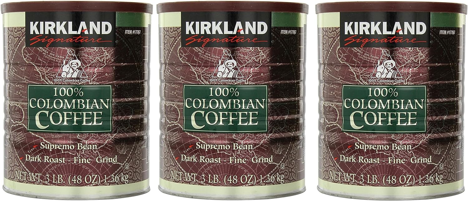 Kirland Signature 100% Colombian Coffee, Supremo Bean Dark Roast-Fine Grind, 9 Pounds