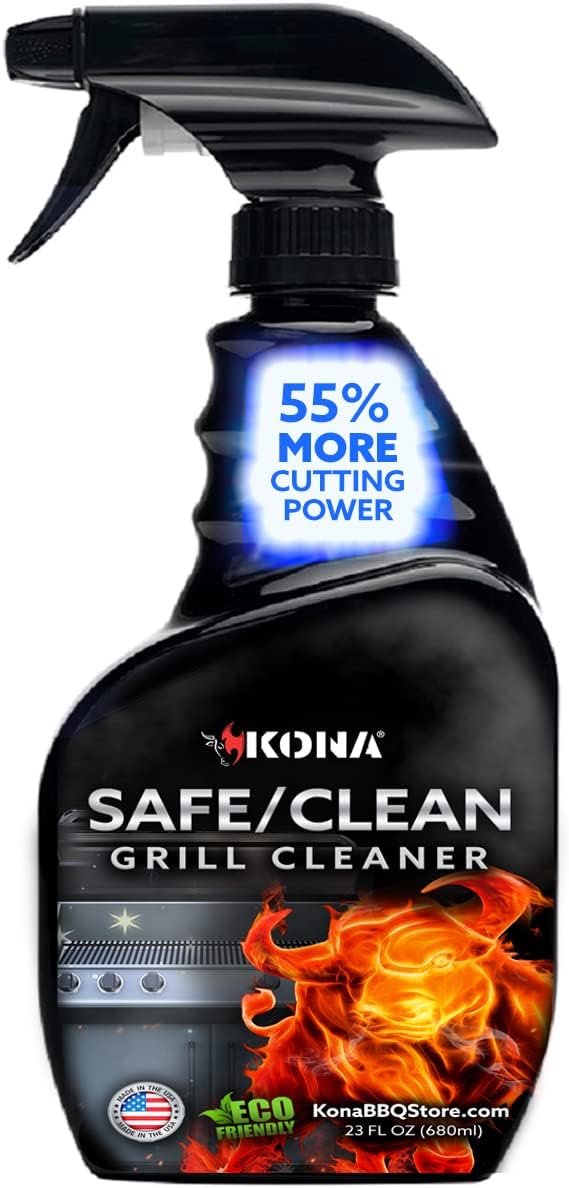 Kona Best Grill Cleaner for Outdoor Grill - Heavy Duty, Non-Toxic, Fume-Free Kitchen Degreaser Spray | Eco-Friendly Outdoor Grill Degreaser & BBQ Grill Cleaner Spray - 23oz