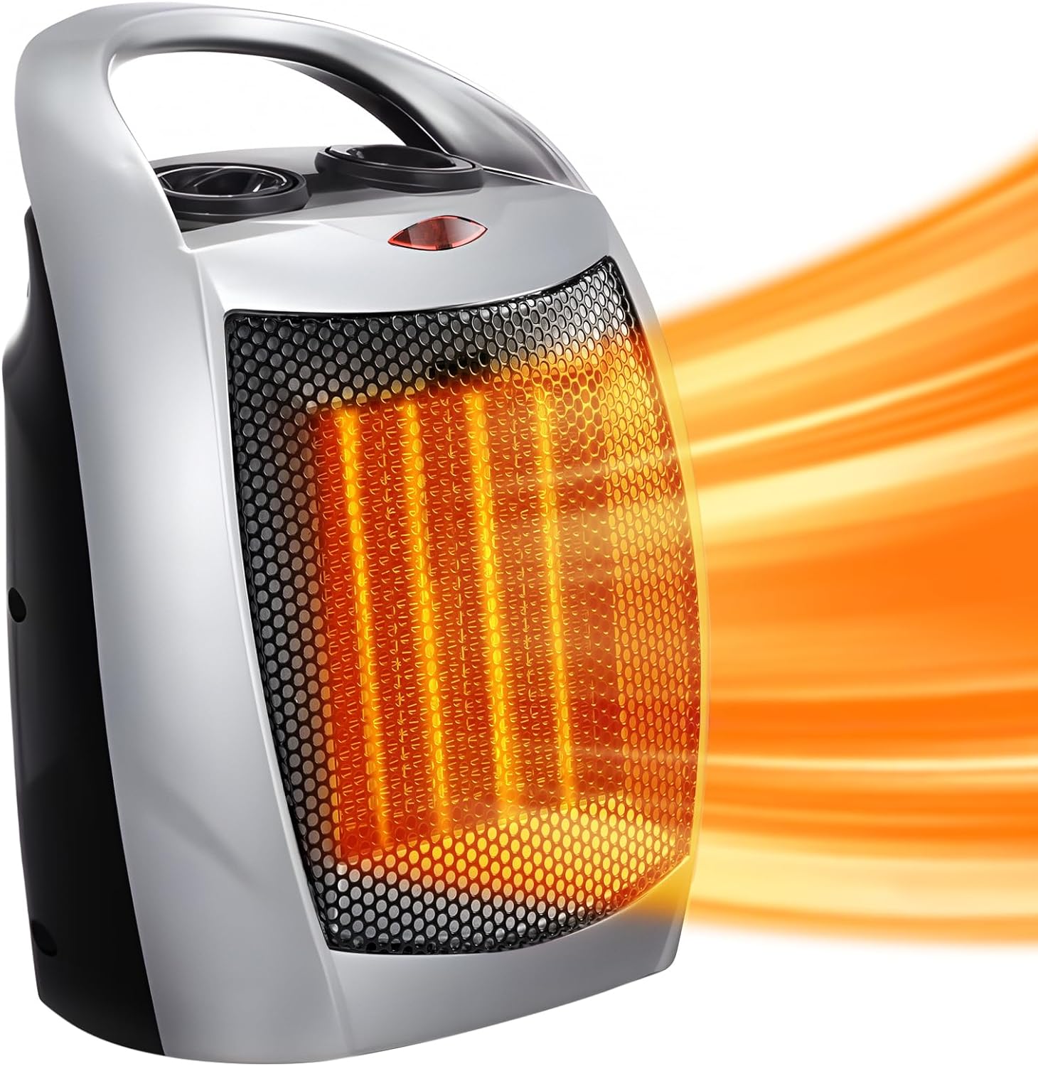 Antarctic Star Space Heater,1500W/750W ETL Certified Ceramic Small Heater with Thermostat,Electric Portable Heater Fan for Home Dorm Office Desktop and kitchen,SILVER