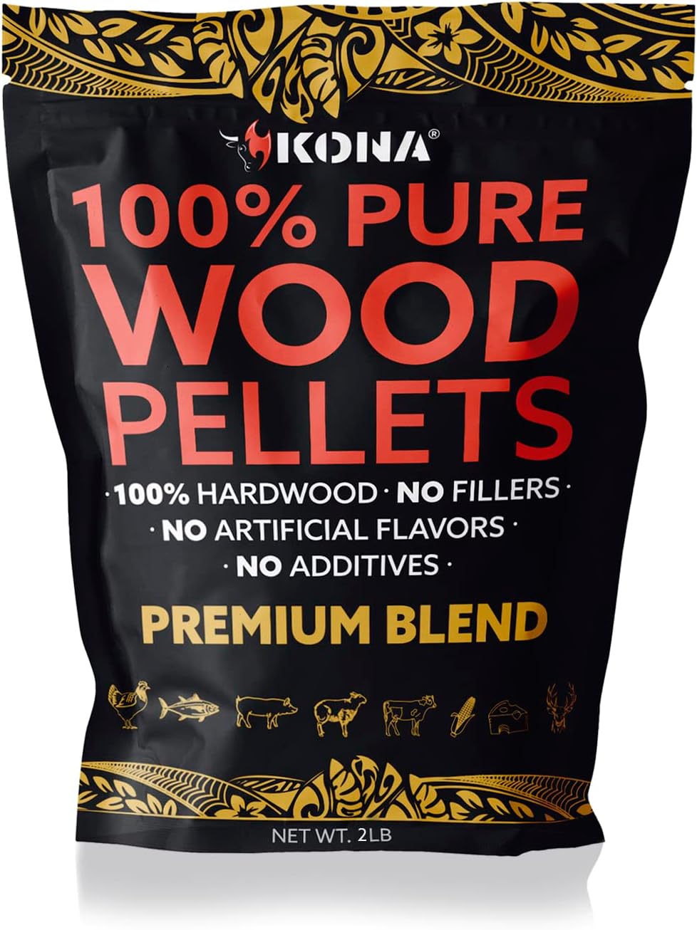 Kona Premium Blend Smoker Pellets, Intended for Ninja Woodfire Outdoor Grill, 2 lb Resealable Bag