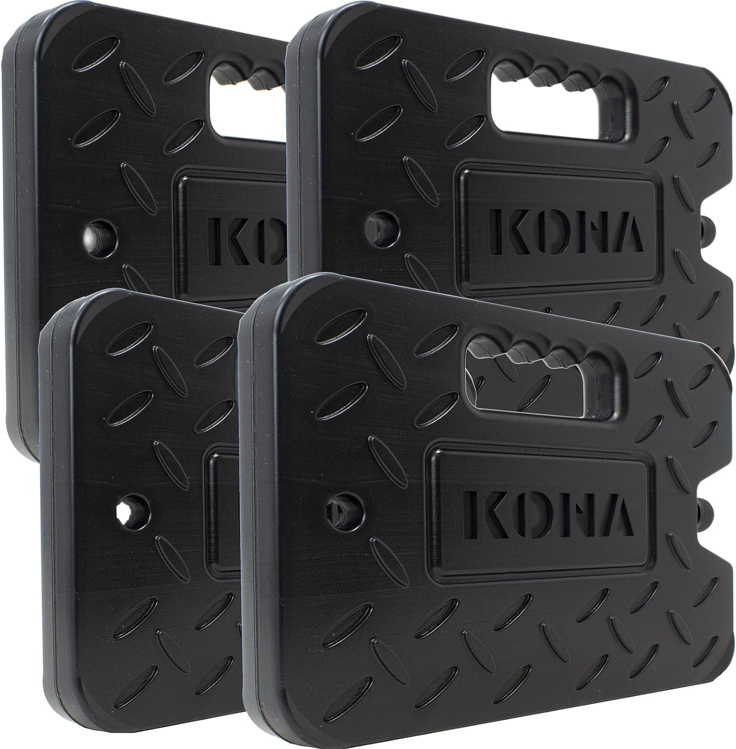 Kona Black/Ice Large Ice Packs for Coolers - Long Lasting Design - Refreezable Reusable Cooler Ice Pack (4)