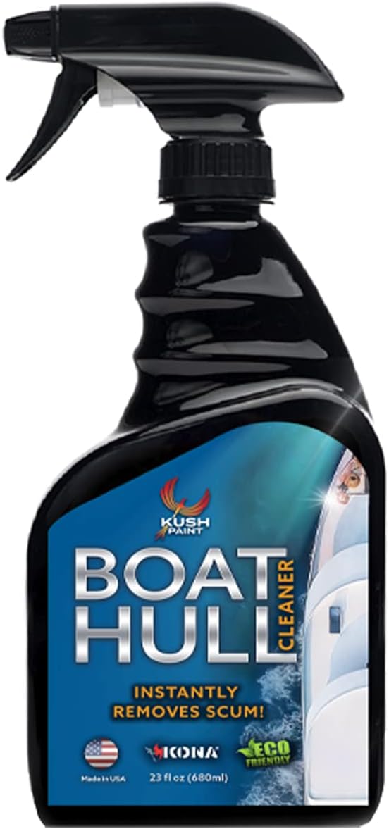 Kona Boat Hull Cleaner - Safe To Rinse Into Water Ways - Professional Strength Vinyl, Aluminum, Fiberglass Gel Spray Dissolves Stains, Scum & Grease - Eco-Friendly - 23 oz by Kush Paint Co