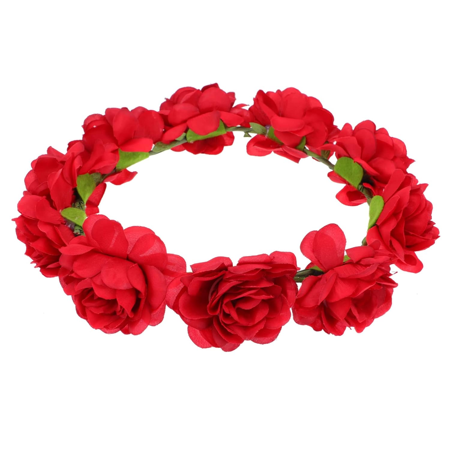 FOMIYES Red Rose Crown Rose Flower Crown Rose Floral Garland Woodland Hair Wreath Headband Headpiece for Wedding Valentines Day Festival Party Rose Flower Headband