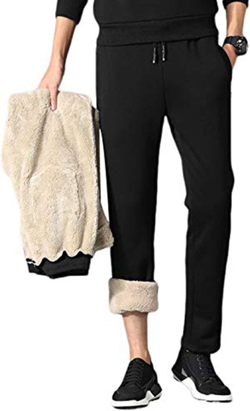 Yeokou Mens Thicken Sherpa Lined Athletic Thermal Jogger Fleece Sweatpants Pants