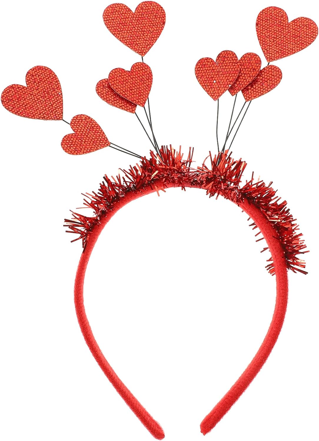 FOMIYES 1Pc Valentines Day Heart Headband Sequin Heart Hair Hoop Lovely Red Hearts Boppers Hairband for Valentines Day Holiday Costume Wedding Party Props