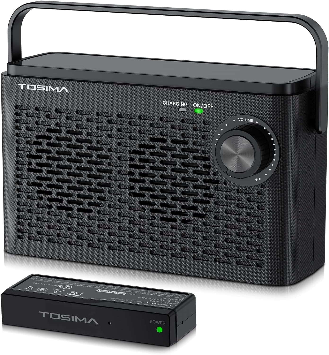 Tosima TV-8000 Portable Wireless TV Speakers, Voice Highlighting TV Speakers for Hard of Hearing, Seniors and Elderly, 1000mAh Rechargable Battery, 8-HR Playtime, 2.4G RF Transimitter, 100Ft Range