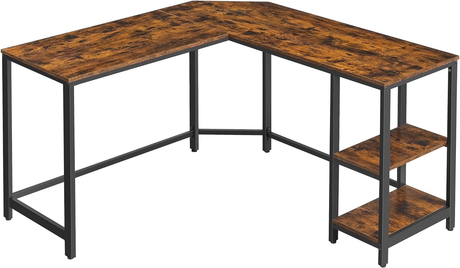 VASAGLE L-Shaped Computer Desk, Corner Desk, 54-Inch Writing Study Workstation, Rustic Brown and Black ULWD72X