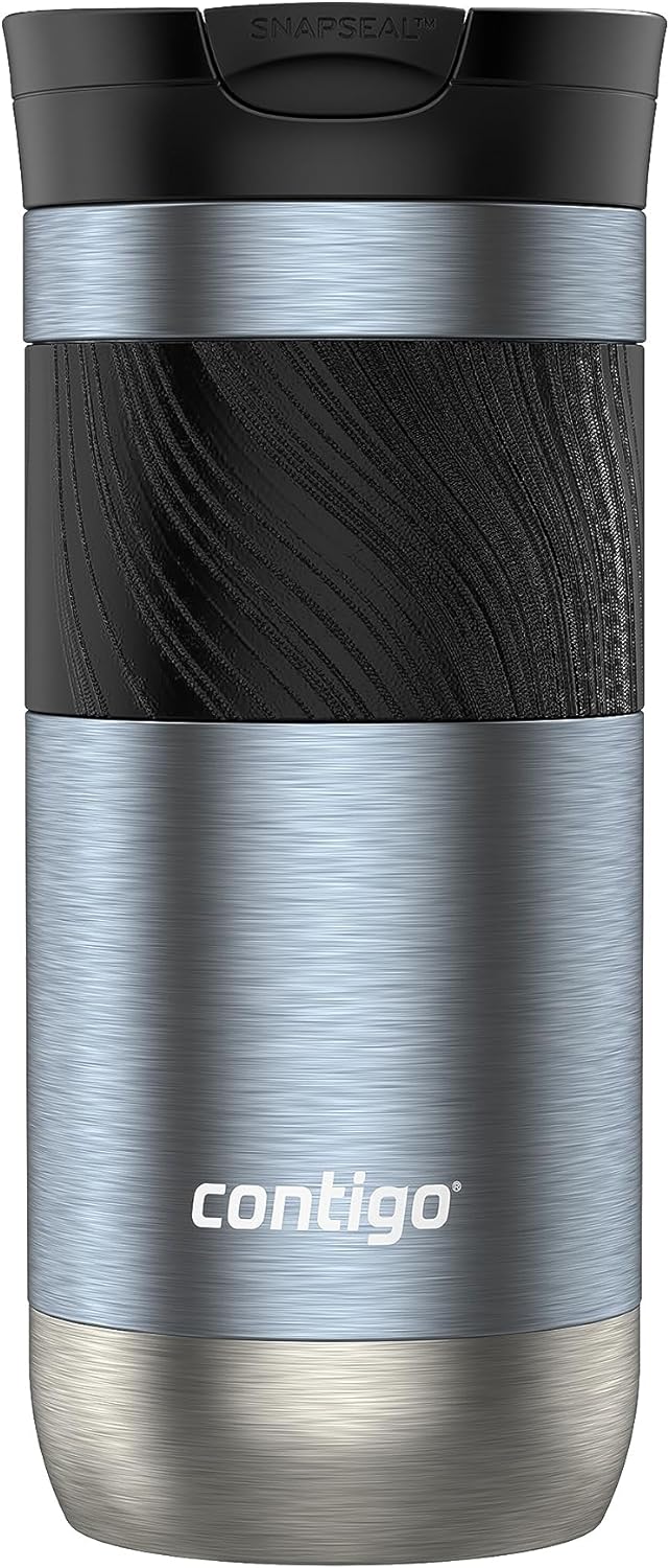 Contigo Byron Vacuum-Insulated Stainless Steel Travel Mug with Leak-Proof Lid, Reusable Coffee Cup or Water Bottle, BPA-Free, Keeps Drinks Hot or Cold for Hours, 16oz, Dark Ice Transparent