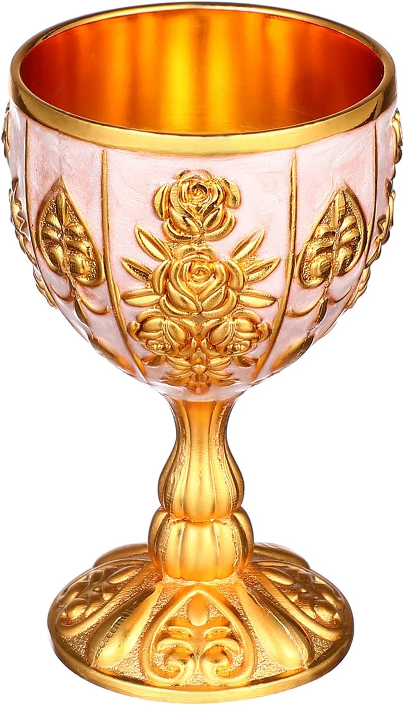 FOMIYES Royal Chalice Cup Vintage Goblet Cup Wine Liqueur Cup Shot Glass Unbreakable Cocktail Cup Worship Buddha and God of Wealth Champagne Goblet Cup for Party