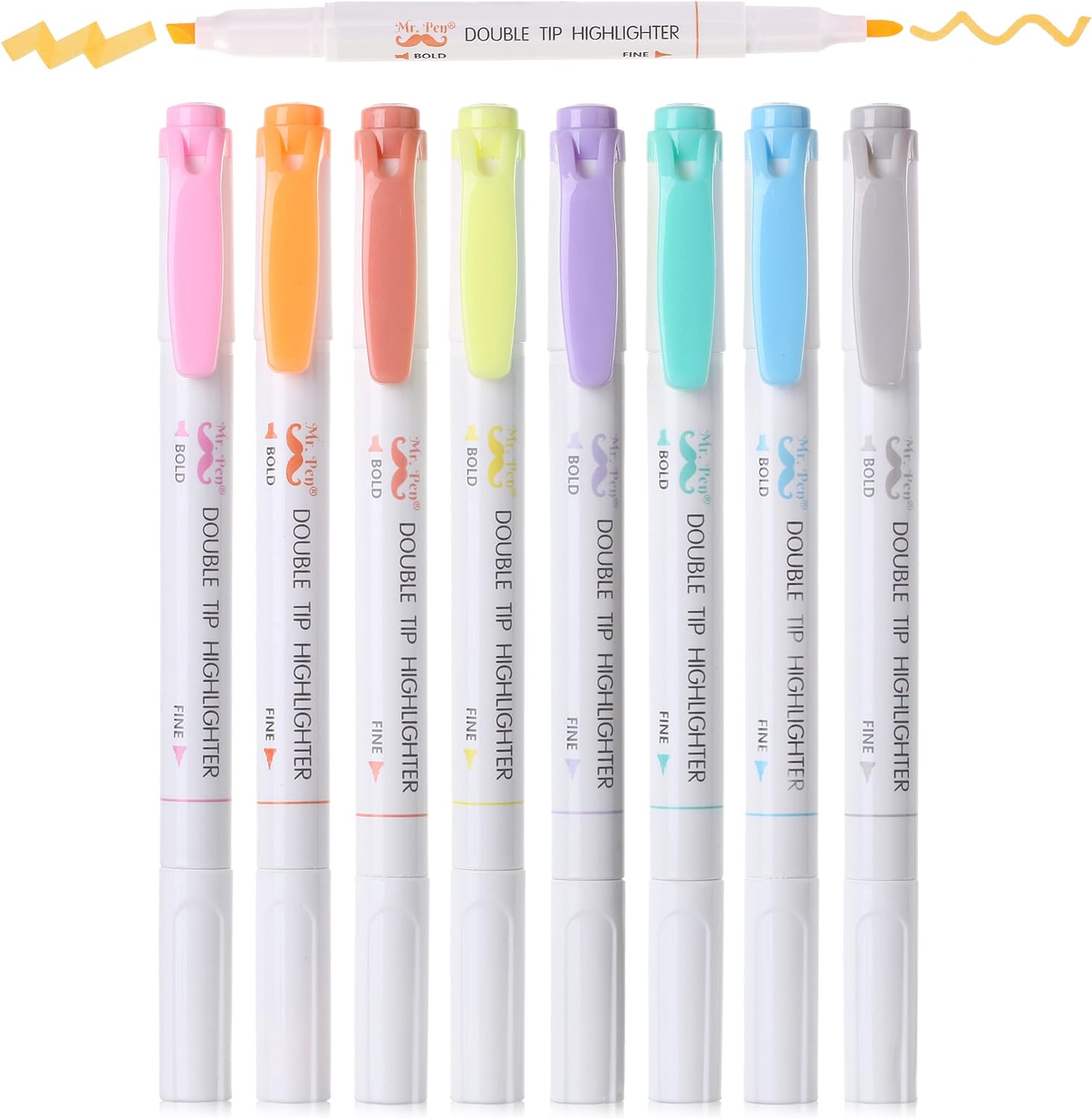 Mr. Pen- Double Tip Highlighters, Fine & Chisel Tip, Neon and Pastel Colors, 8 Pack, Highlighters, Highlighter markers, Planner Markers, Highlighters for Bible Journaling, Highlighter Pens