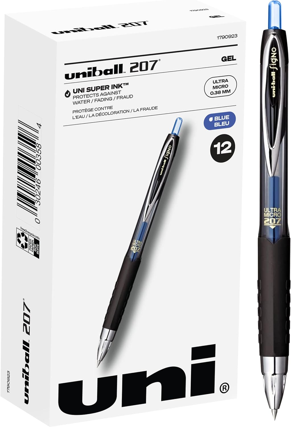 Uniball Signo 207 Gel Pen 12 Pack, 0.38mm Ultra Micro Blue Pens, Gel Ink Pens | Office Supplies Sold by Uniball are Pens, Ballpoint Pen, Colored Pens, Gel Pens, Fine Point, Smooth Writing Pens