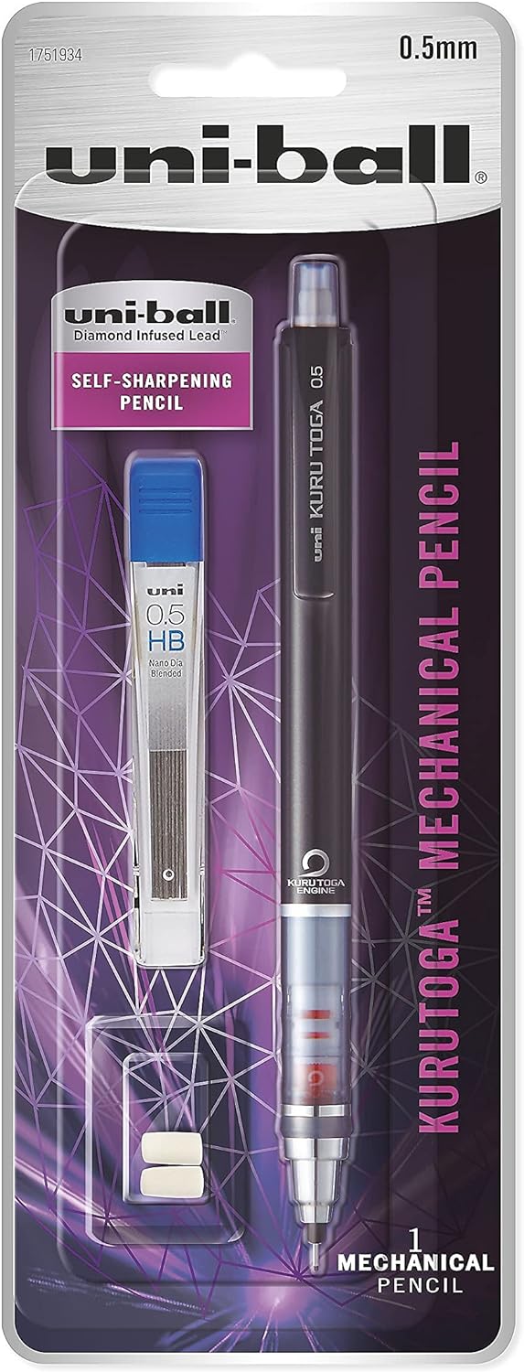 uni-ball KuruToga Mechanical Pencil, 0.5mm, HB #2, 1 Count