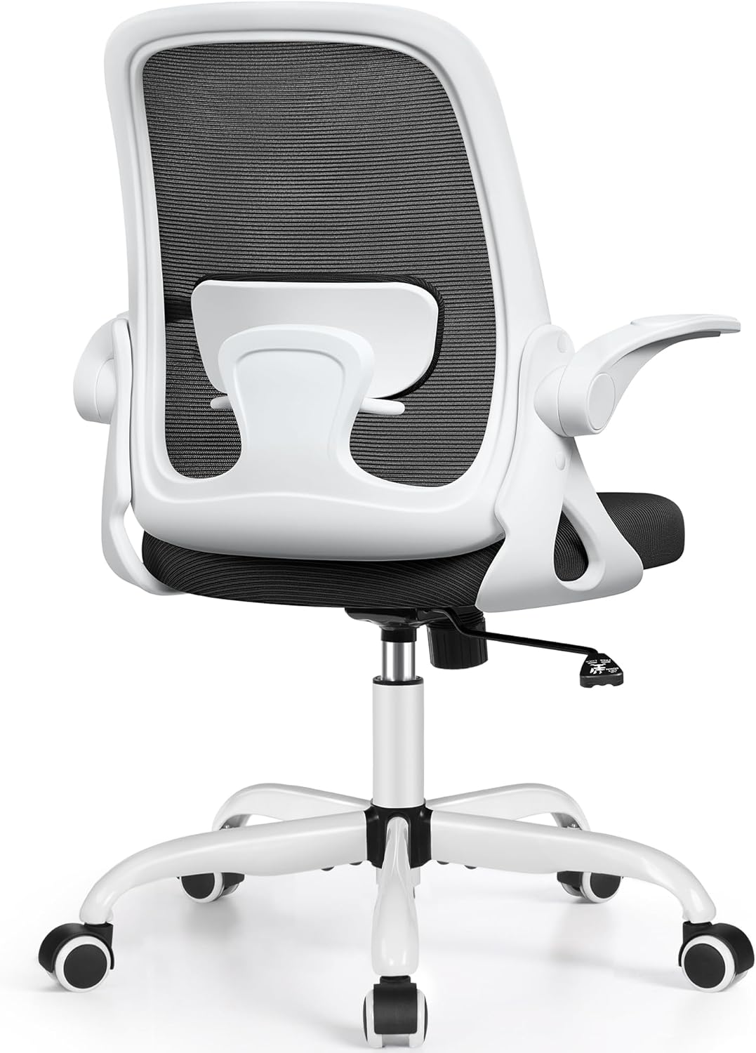 Winrise Office Chair Ergonomic Desk Chairs with Lumbar Support and Flip-up Arms, Comfortable Breathable Mesh Computer Executive Chair with Swivel Task, Adjustable Height 4'', Home, Bedroom - White